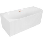 MEXEN/S - Gia voľne stojaca rohová vaňa reliéf ľavá 170 x 80, biela lesk, sifón a prepad meď kartáčovaná 52701708000L-65