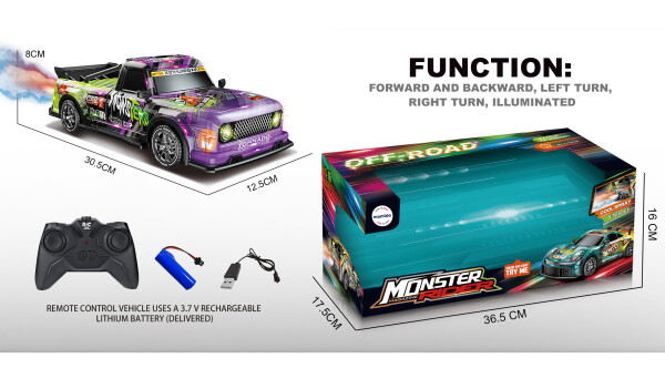 Mamido Mamido Autíčko na diaľkové ovládanie Drift Monster Rider s dymovým efektom fialové