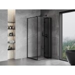 MEXEN/S - Mist-F sprchovací kút skladacie dvere pravá 75 x 75, čierna okraj, čierna 8A6T-075-075-70-70-P