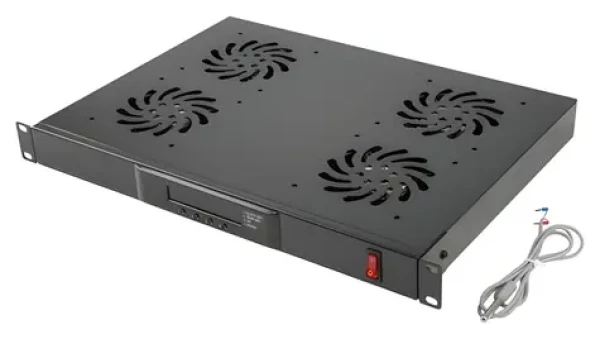 Lanberg 19" Ventilačná jednotka čierna / Ventilačná jednotka / 4X ventilátor / LCD displej / Termostat / 230V (AK-1503-B)