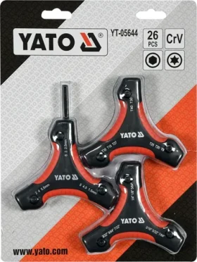 YATO Sada kľúčov HEX a Torx 26 dielov / Sada kľúčov / Skladacie prevedenie / CrV oceľ (YT-05644)