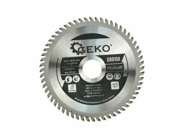 GEKO G00108 / Pílový kotúč s SK plátkami / 125 x 22.2 mm / 60T (G00108)