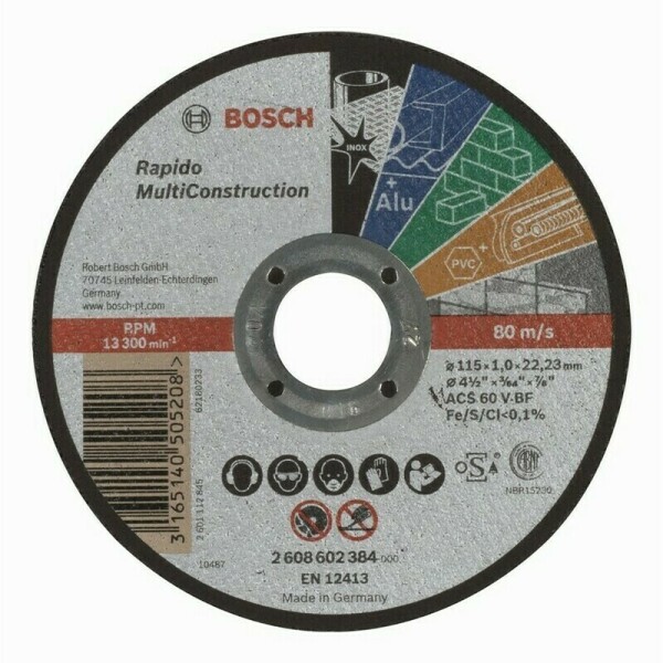 BOSCH 2608602384 / Viacúčelový rezací kotúč / Priemer 115 x 22.23 mm / Šírka rezu 1 mm / dopredaj (2608602384)