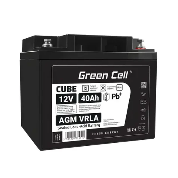 Green Cell AGM VRLA 12V 40Ah / Olovený akumulátor / IP54 (AGM12V40AH-J)