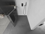 MEXEN/S - Kioto+ Sprchová zástena WALK-IN s poličkou a držiakom uterákov 70 x 200, prúžky, grafit kartáčovaná 800-070-121-66-09