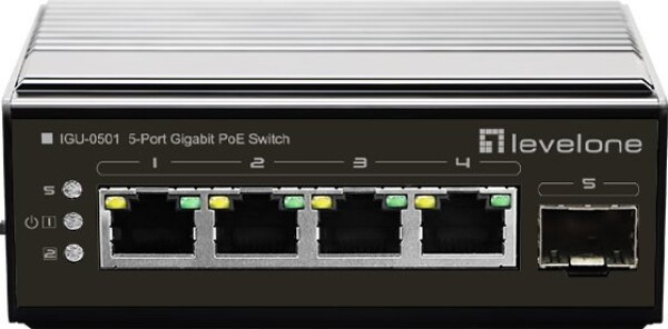 LevelOne LevelOne Switch 5Port Gigabit PoE DIN-Rail,-30°C to 65°C