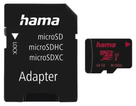 HAMA microSDXC 64 GB / Pamäťová karta / UHS Speed Class 3 / UHS-I / 80 MB/s / +adaptér