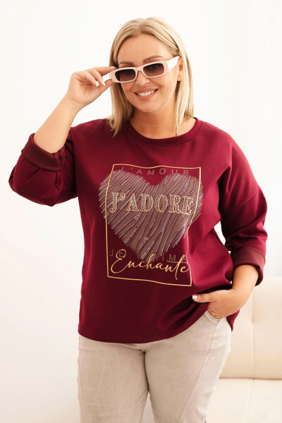 Dámska mikina Plus Size s kapucňou a potlačou, grafitová UNI