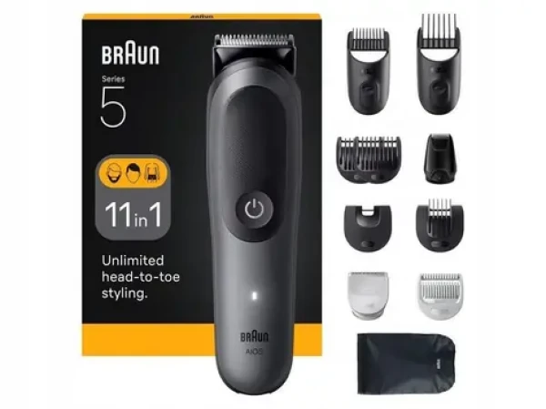Braun MultiGroom AIO5560 tmavo šedá / multifunkčný zastrihávač vlasov fúzov / rýchle nabíjanie / Li ION batéria (AIO5560)