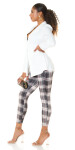 Sexy high-waist trousers with checked pattern pink S/M