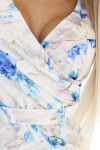 479-8 Šaty NINA s obálkovým výstrihom, rukávmi a opaskom - BLUE FLOWERS XXL