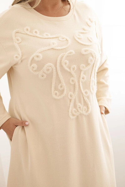 Dámske plus size šaty s výšivkou bavlnené béžové UNI