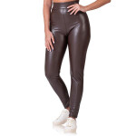 Dámske kožené legíny RELAX & GO LEATHEROPTIC LEGGINGS - BELLINDA - tmavohnedé L