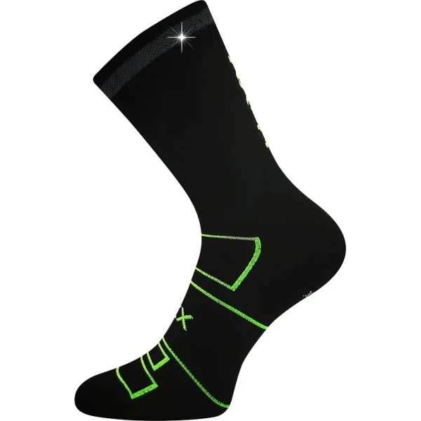 VOXX Ponožky sportovní REFLEXON s reflexním prvkem ČERNÉ s neon zelenou 39-42 125809