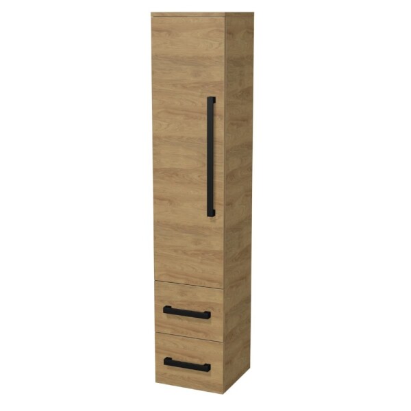 Kúpeľňová skrinka vysoká s čiernou úchytkou SAT Cube Way 35x163x33 cm dub Hickory mat CUBE3CV35DH CUBE3CV35DH