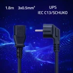 Napájací kábel Schuko - IEC C13 90° / Napájací kábel / CEE 7/7 (E/F) - IEC C13 / uhlový / meď Cu / 1,8 m (54617)