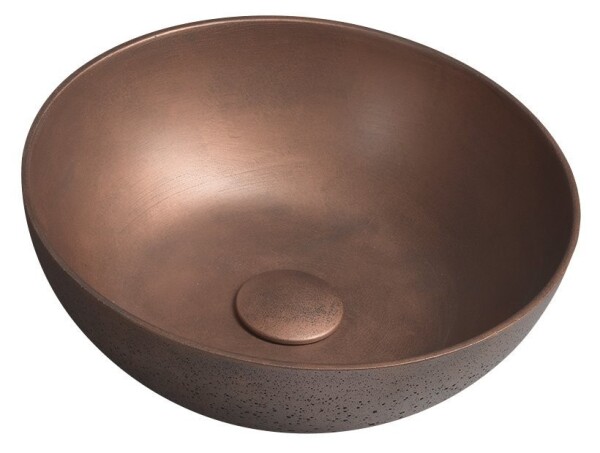 SAPHO - FORMIGO betónové umývadlo na dosku, priemer 39cm, meď mat FG320