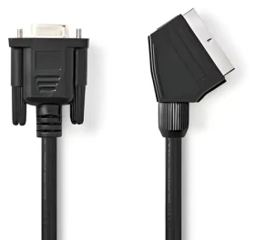 Nedis SCART - VGA kábel čierny / Kábel / SCART (M) - VGA (F) / Poniklované konektory / 2 m / 480p (CVGL31550BK20)