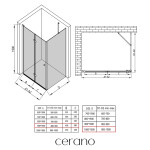 CERANO - Sprchovací kút Volpe L/P - 6 mm - čierna matná, transparentné sklo - 90x100x190 - zalamovacia CER-427336