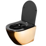 REA - Závesná WC misa vrátane sedátka Carlo Flat Mini Zlatá/čierna REA-C8990