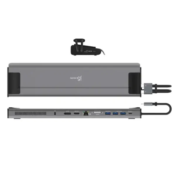 J5Create M.2 NVMe dokovacia stanica strieborná / Dokovacia stanica / M.2 NVMe slot / HDMI/DP 4K / USB-C Gen2 / RJ-45 (JCD552-N)