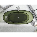 MEXEN - Pure olive voľne stojaca vaňa transparentná 170 x 80, korok chróm 58071708001