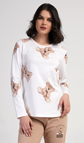 Dámske dlhé pyžamo Medvedík smetanová XL