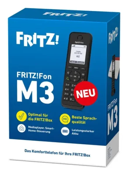 FRITZ!Fon M3 čierna / DECT telefón / 1.8" displej / HD telefónia / záznamník (20003097)