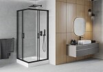 MEXEN/S - Rio štvorcový sprchovací kút 90 x 90, transparent, čierna + vanička Rio 860-090-090-70-00-4510