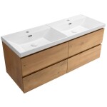 CERANO - Kúpeľňová skrinka Carole - keramické dvojumývadlo Viano - dub medový - 121,5x62,5x46,5 CER-205242