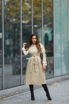 Sexy Musthave leather look coat / Trenchcoat BEIGE S