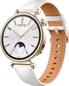 Huawei Watch GT 4 41 mm - Gold + White Leather Strap