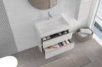 CERANO - Kúpeľňová skrinka Velora - biela matná, úchytka chróm + umývadlo z lit. mramoru s otvorom Vita - biela matná - 70x63x46,5 CER-8050BD83931