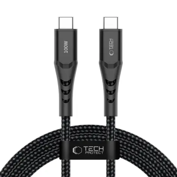 Tech-Protect Ultraboost UB11T čierna / Nabíjací kábel / USB-C - USB-C / PD 100W / QC3.0 / 2 m