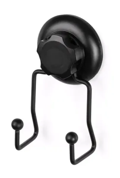 Compactor Bestlock Dvojitý háčik do kúpeľne s prísavkou čierna / Nosnosť: až 6kg / bez vŕtania (RAN9773)