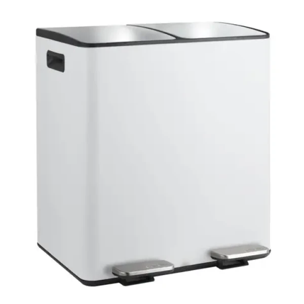 Spirella ALIYA pedálový odpadkový kôš na triedený odpad 2 x 20 L matná biela / oceľ (7610583294784)