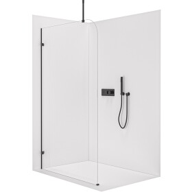 CERANO - Sprchová zástena Walk-in Orbis Top Round Ľ/P - 8 mm - guľatá vzpera - čierna matná, transparentné sklo - 160x200 CER-682165