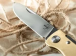 Boker Atlas Brass / Vreckový nôž / čepeľ 7 cm / mosadzná rukoväť / oceľ Sandvik 12C27 (01BO853)