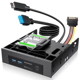 GrauGear Frontpanel USB Hub a čítačka kariet / Frontpanel / 5,25 "/ USB-C 20 Gbps / 2x 2,5" SSD rámček (G-MP01CR-5)