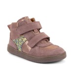Dievčenské celoročné kožené členkové barefoot topánky LOOP HIGH-TOPS PINK/GOLD Froddo G2110157-5 - 28
