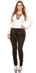 Curvy Girls Size! Skinnies with buttons and zip black