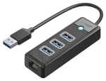 Orico PW3UR25-U3 čierna / USB hub / 4 porty / 3x USB-A 3.0 / 1x RJ45 2.5G LAN / kábel 0,15 m