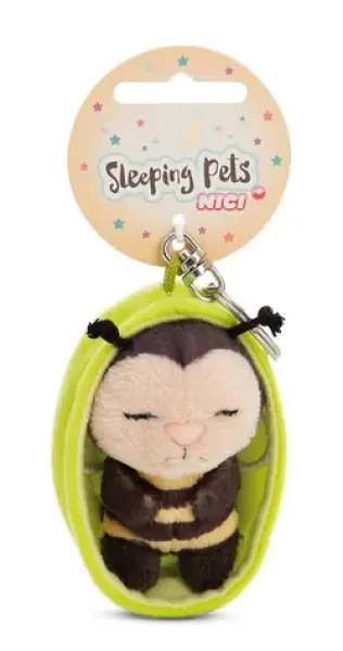 Nici GREEN kľúčenka spiaca Včielka + zelený košík 12 cm