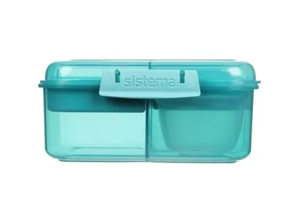 Sistema Ocean Bound Bento Cube trojkomorová krabička s nádobou na jogurt a 2 tácky 1.25 l mätová (8592001420427)