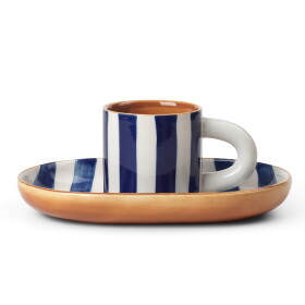 Ferm Living Kameninová šálka s podšálkou Milu Blue