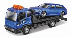 Bburago STREET FIRE Odťahové vozidlo Flatbed Tow Truck + Audi A6 Avant 1:43