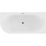 MEXEN/S - Gia voľne stojaca rohová vaňa reliéf pravá 150 x 75, biela mat, sifón a prepad ružové zlato 52701507501P-60