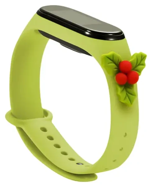 Hurtel Vianočný remienok s imelom pre XIAOMI Mi Band 5/6 zelená / Remienok / silikónový / vianočný motív