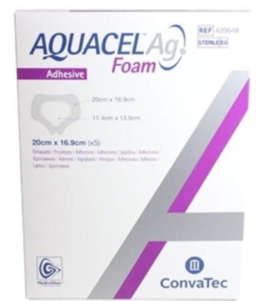 AQUACEL Ag Foam adhezívne penové krytie 16,9x20 cm, 5ks