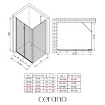 CERANO - Sprchovací kút Volpe L/P - 6 mm - čierna matná, transparentné sklo - 90x70x190 - zalamovacia CER-427327